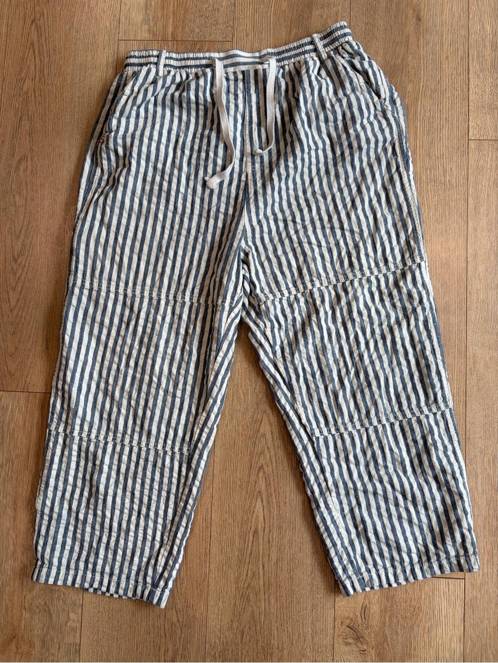 BDG Urban Outfitters Blue White Striped Linen Blend Barrel Pants L/G